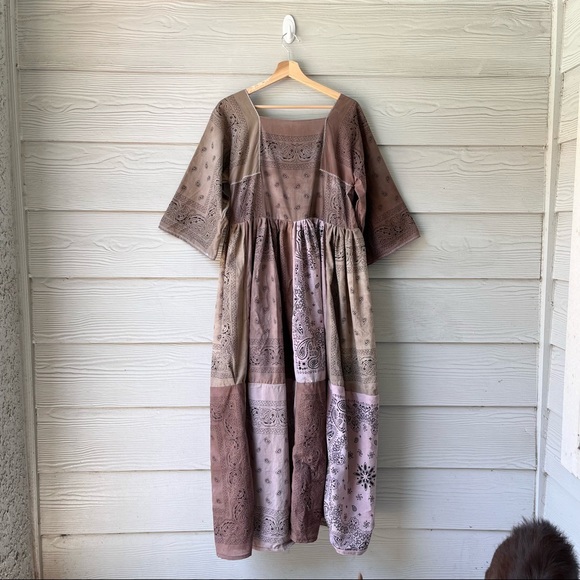 Handmade Bandana Dress SKU 02858 Muddy Earthy Maxi - Picture 4 of 16